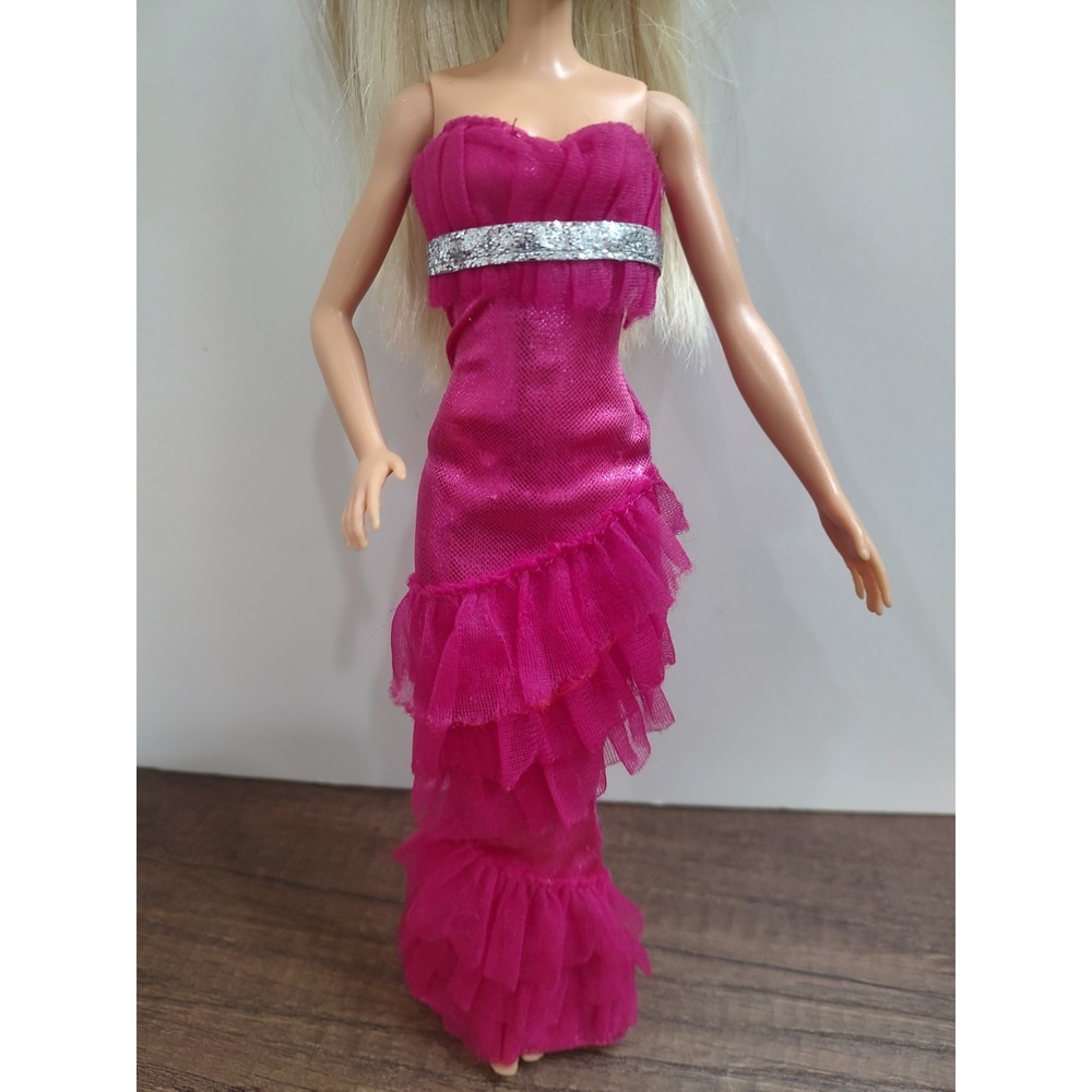 2012 Barbie Gown Life Fashion 4 Pink & Silver Strapless Fashion Doll Dress Z33